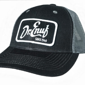 Black Trucker Hat with Black and White Dr. Enuf Patch