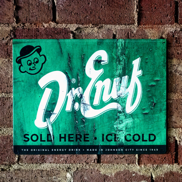 Dr. Enuf Vintage Tin Sign - Sold Here • Ice Cold