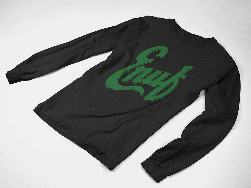 Dr. Enuf Large Enuf Black and Green Long Sleeve Tee