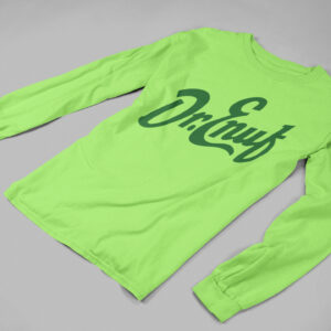 Dr. Enuf Neon Lime Long Sleeve Tee – Dark Green Logo