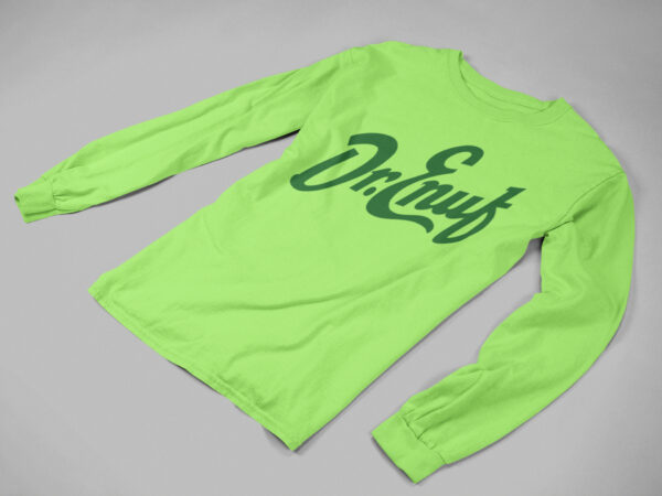 Dr. Enuf Neon Lime Long Sleeve Tee – Dark Green Logo